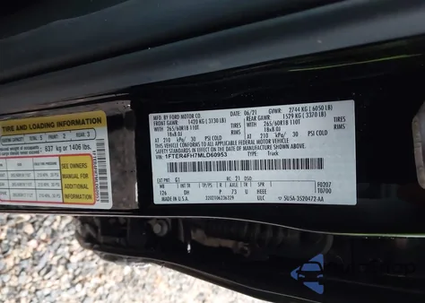 2021 Ford Ranger Lariat z USA, uszkodzony, nr VIN 1FTER4FH7MLD60953